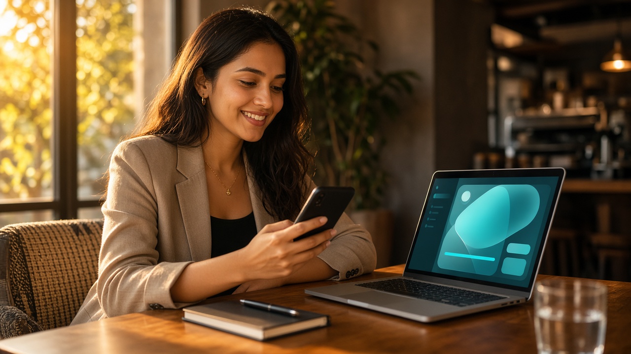 Customer managing USDT account panel on laptop