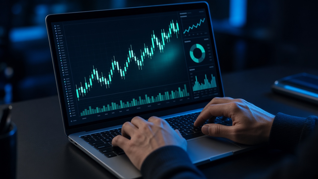 Live USDT trading session on a laptop